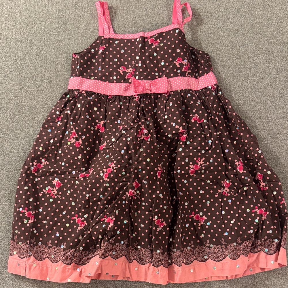 5/$15- Brown and Pink Polka Dot Dress